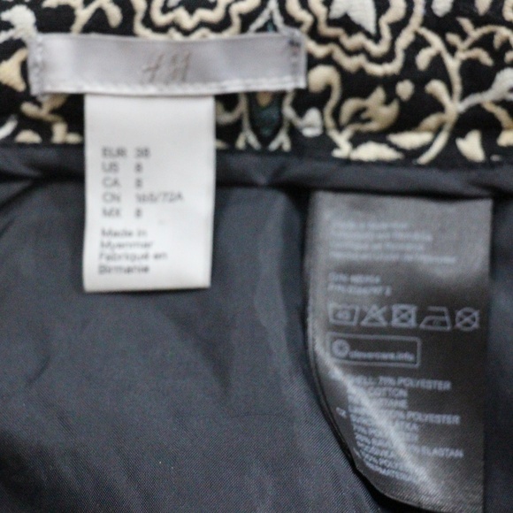 H&M Black, Cream, & Blue Floral Faux Wrap Skirt - Picture 8 of 8